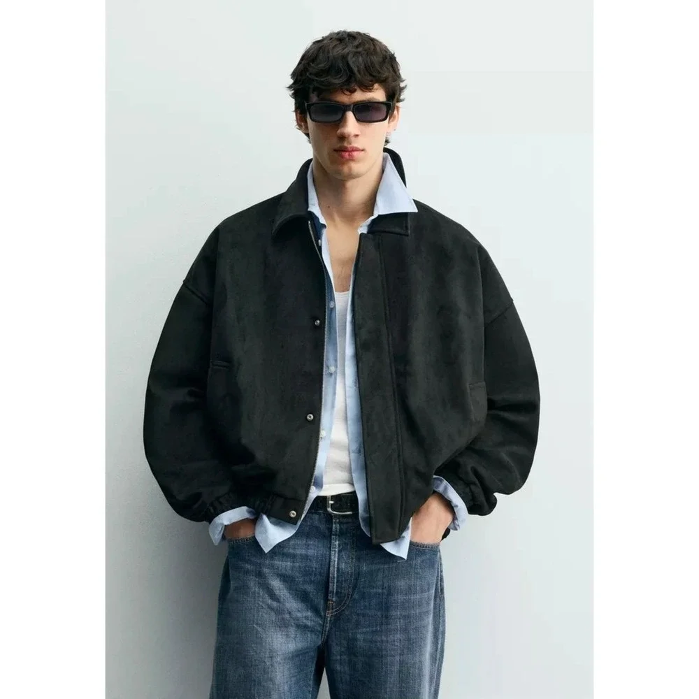 FAUX SUEDE RELAXED FIT JACKET size M